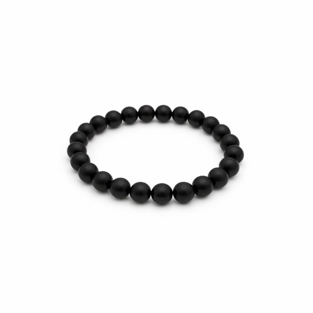 Black Agate Stretchy Beaded Bracelet